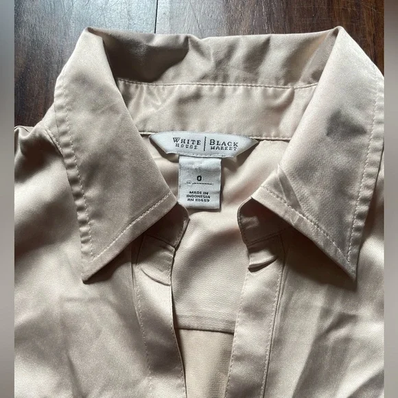 White House Black Market Gold Satin Button Down Shirt - Picture 4 of 10